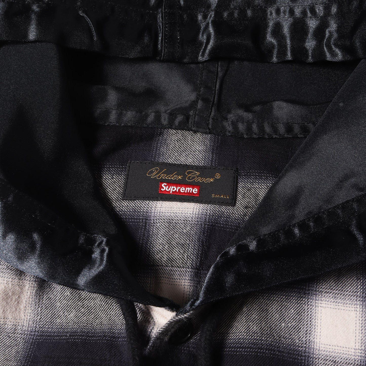 ×UNDERCOVER サテンフード付き オンブレチェック シャツ(Satin Hooded Flannel Shirt)