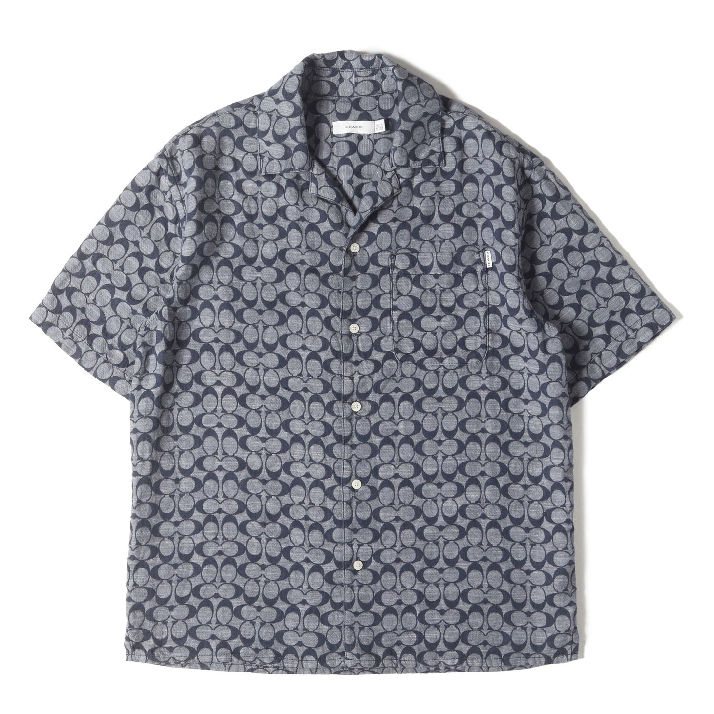 モノグラム ガーゼ オープンカラー 半袖シャツ