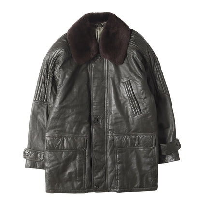 90s 襟ムートン シープスキンレザー ジップ コート / RAIKA 日本製