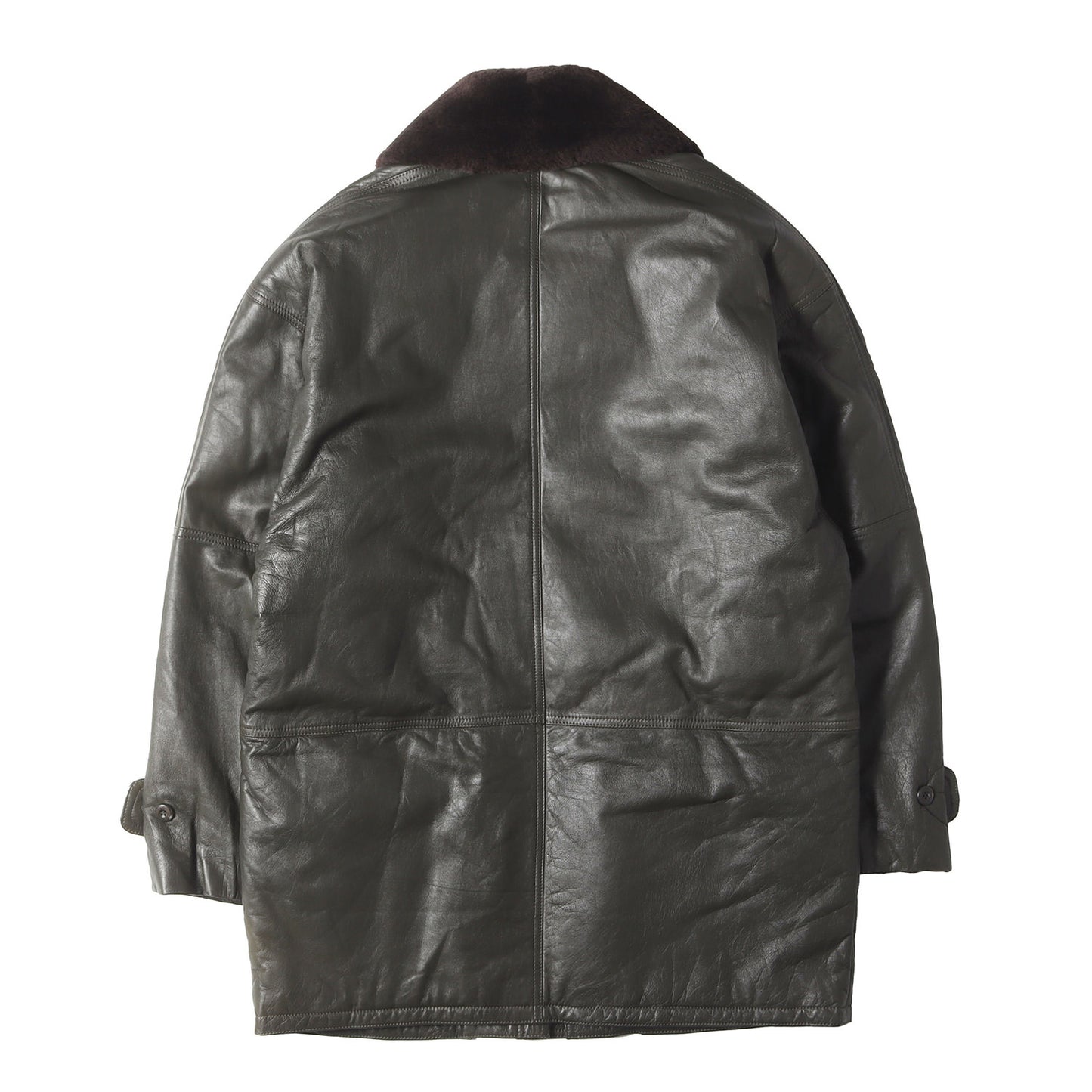 90s 襟ムートン シープスキンレザー ジップ コート / RAIKA 日本製