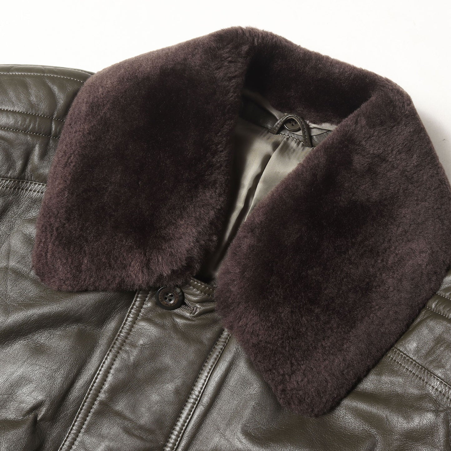 90s 襟ムートン シープスキンレザー ジップ コート / RAIKA 日本製
