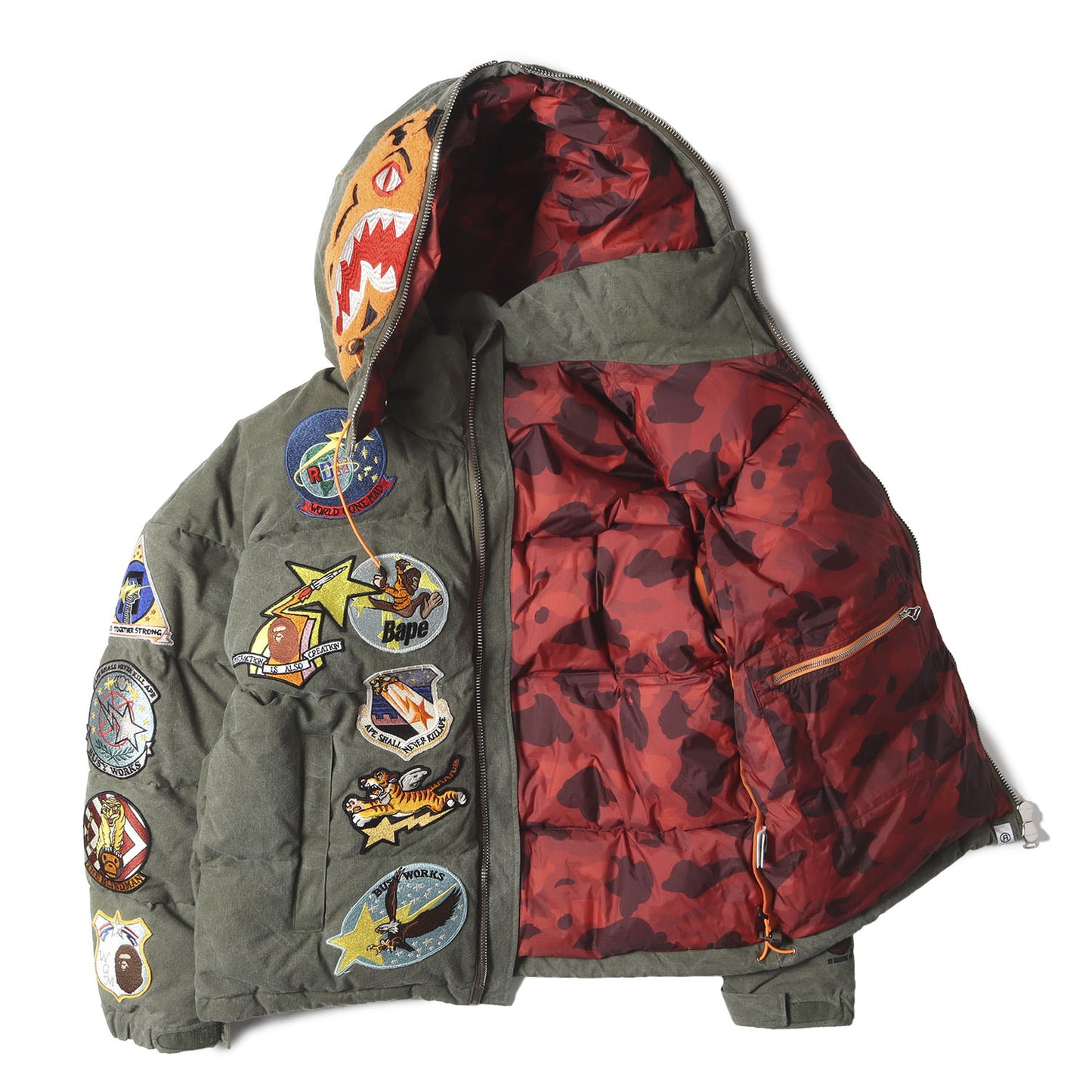 21AW ×A BATHING APE 102枚限定 USヴィンテージ テントクロス シャーク&タイガー ダウンジャケット(TIGER SHARK DOWN JACKET)