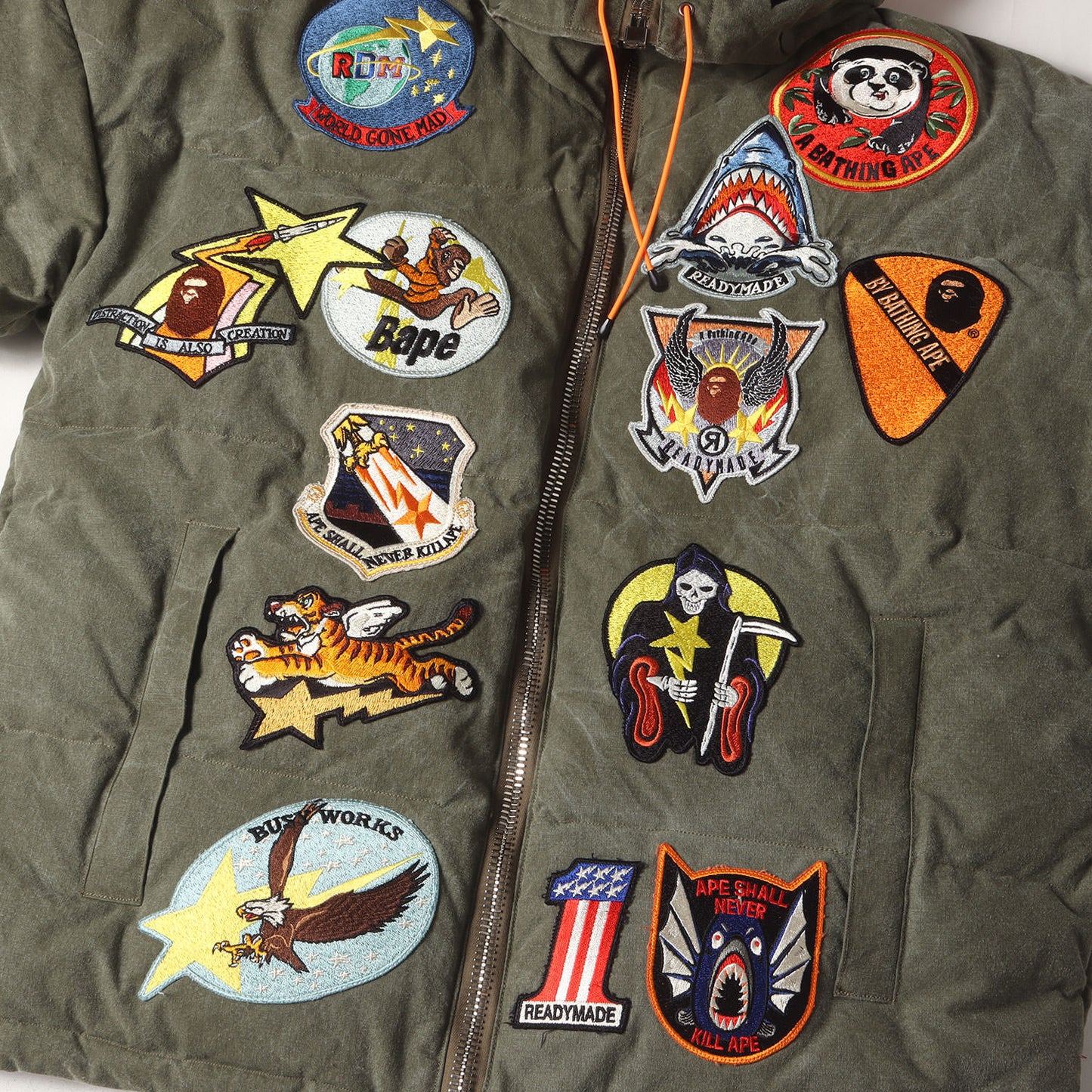 21AW ×A BATHING APE 102枚限定 USヴィンテージ テントクロス シャーク&タイガー ダウンジャケット(TIGER SHARK DOWN JACKET)