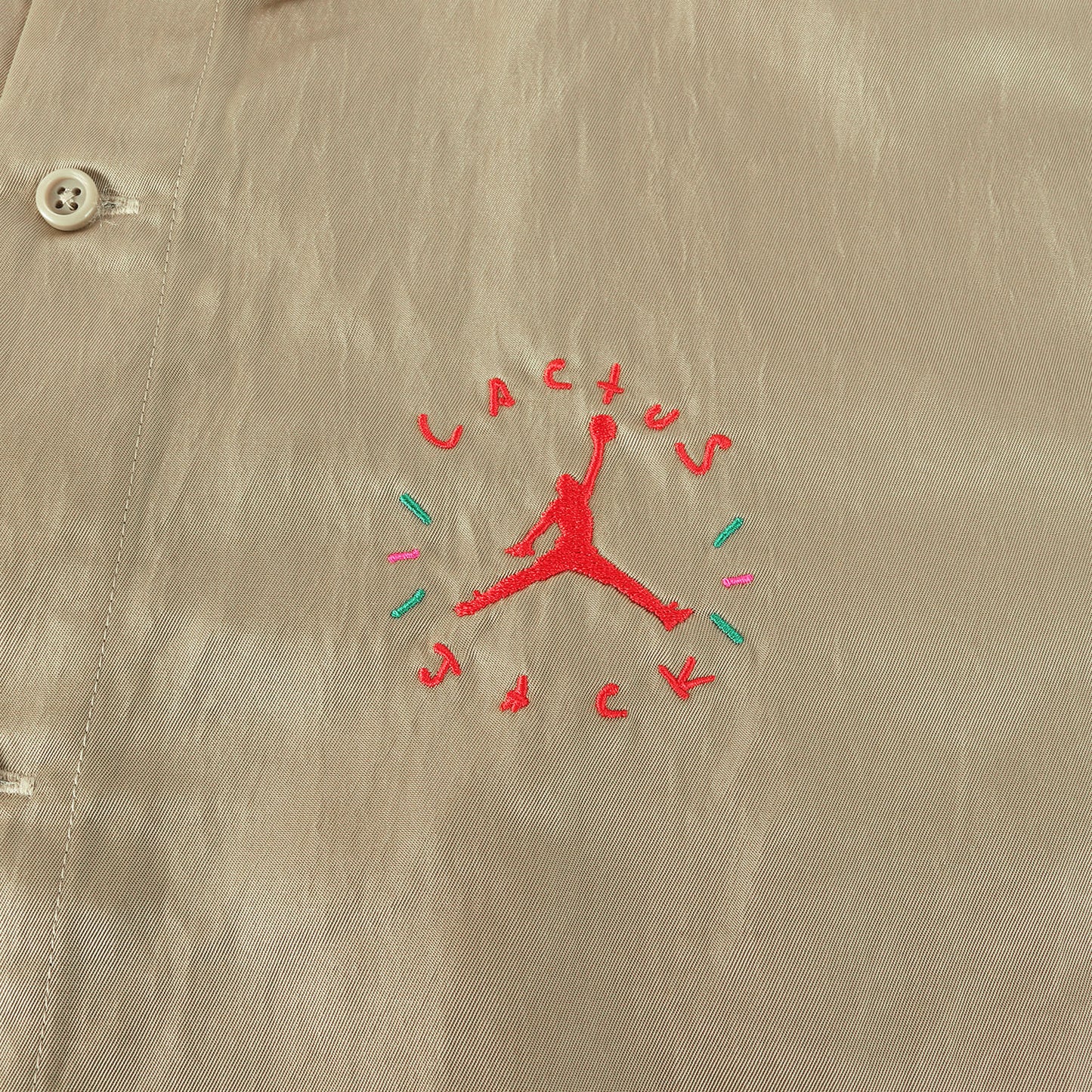 21SS ×TRAVIS SCOTT Cactus Jack JORDAN フレイム刺繍 ナイロン 半袖シャツ(AS M J TS BTN DWN TOP)
