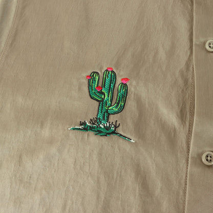 21SS ×TRAVIS SCOTT Cactus Jack JORDAN フレイム刺繍 ナイロン 半袖シャツ(AS M J TS BTN DWN TOP)