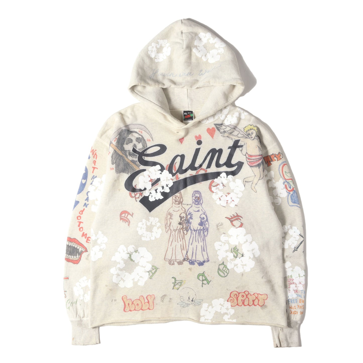 22SS ×DENIM TEARS ヴィンテージ加工 スウェットパーカー(HOODIE / GREENAFFITTI)