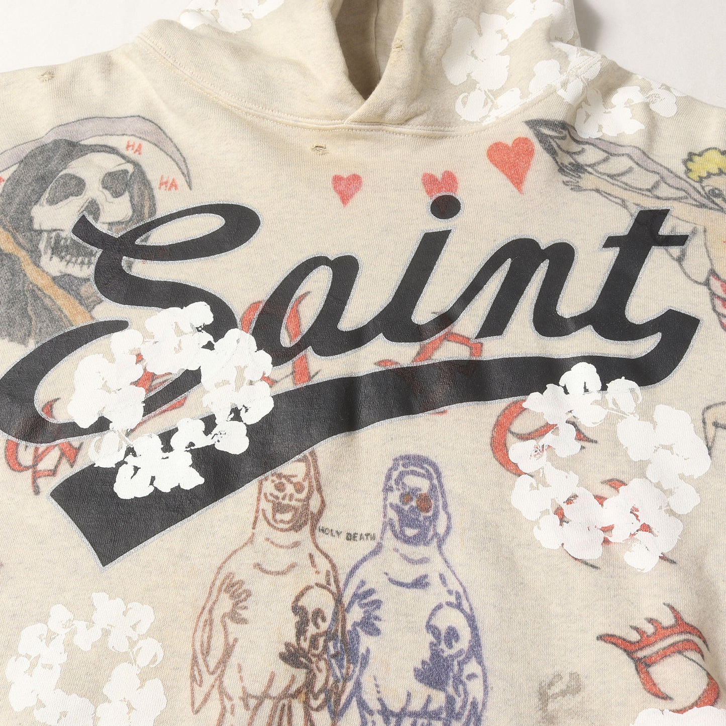 22SS ×DENIM TEARS ヴィンテージ加工 スウェットパーカー(HOODIE / GREENAFFITTI)