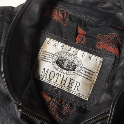 90s レザー スタンドカラー フルジップ ジャケット HARAJUKU MOTHER