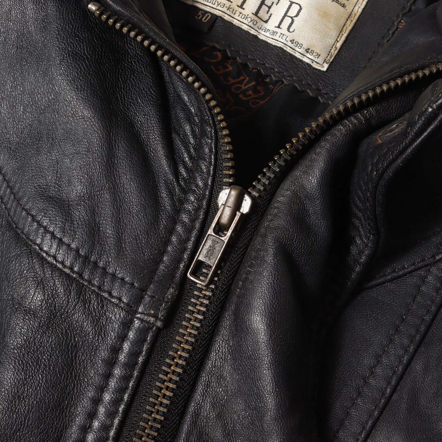 90s レザー スタンドカラー フルジップ ジャケット HARAJUKU MOTHER
