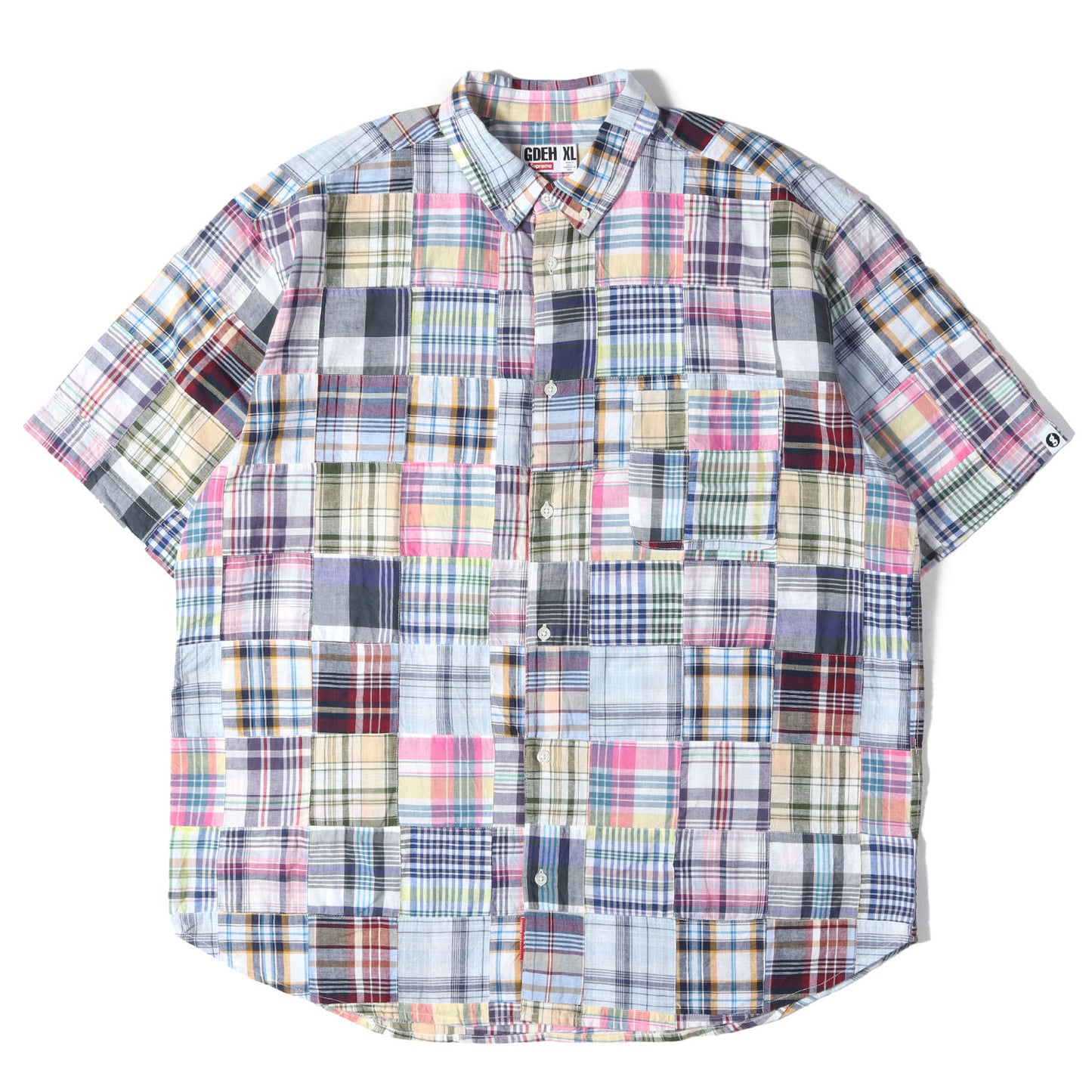 25SS ×GOODENOUGH 背ロゴ パッチワーク マドラスチェック 半袖シャツ(Patchwork Madras S/S Shirt)