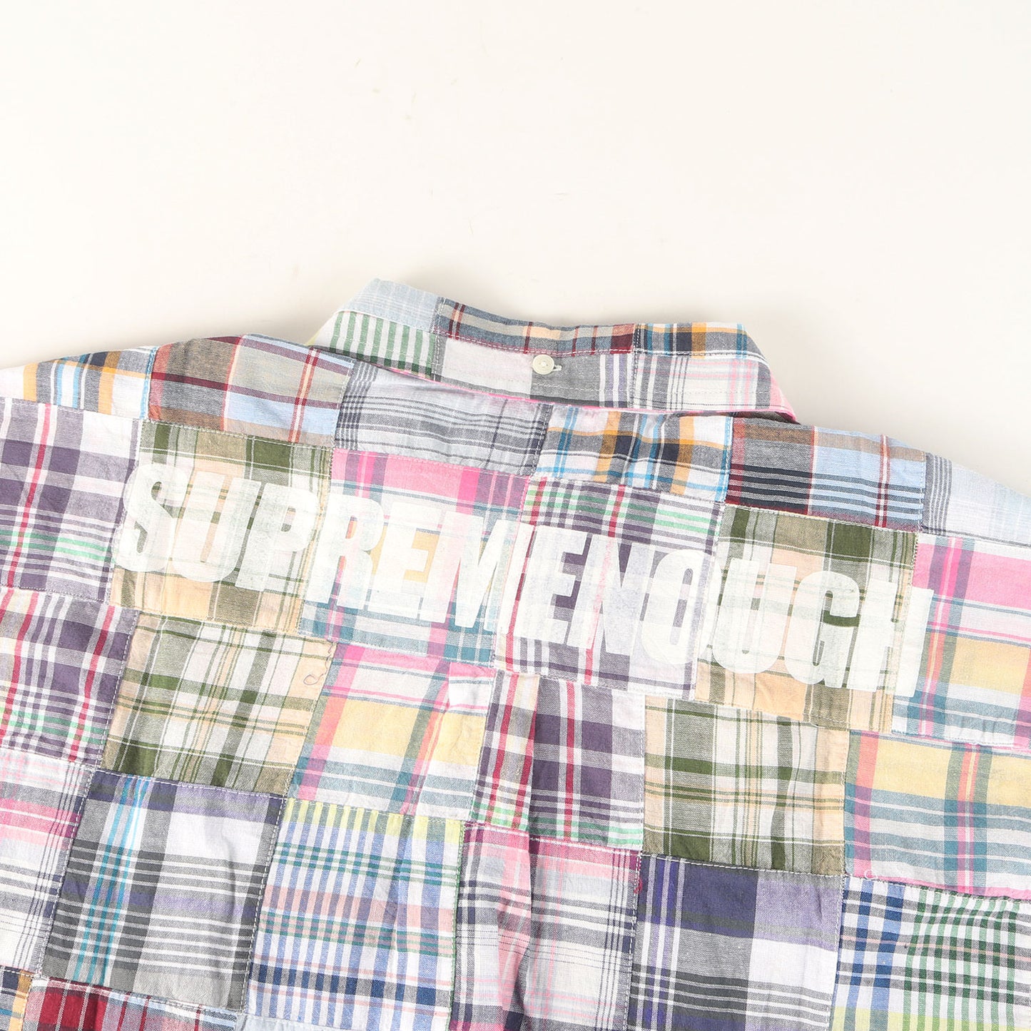 25SS ×GOODENOUGH 背ロゴ パッチワーク マドラスチェック 半袖シャツ(Patchwork Madras S/S Shirt)