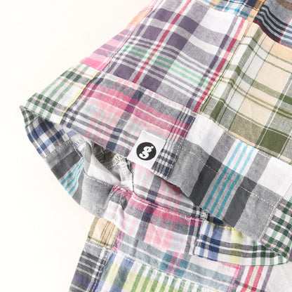 25SS ×GOODENOUGH 背ロゴ パッチワーク マドラスチェック 半袖シャツ(Patchwork Madras S/S Shirt)