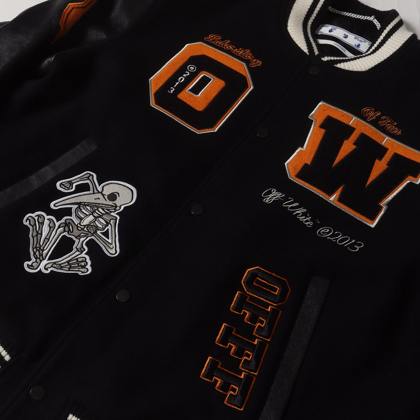 21AW 袖レザー メルトン バーシティジャケット / スタジャン(Leather Varsity Jacket)