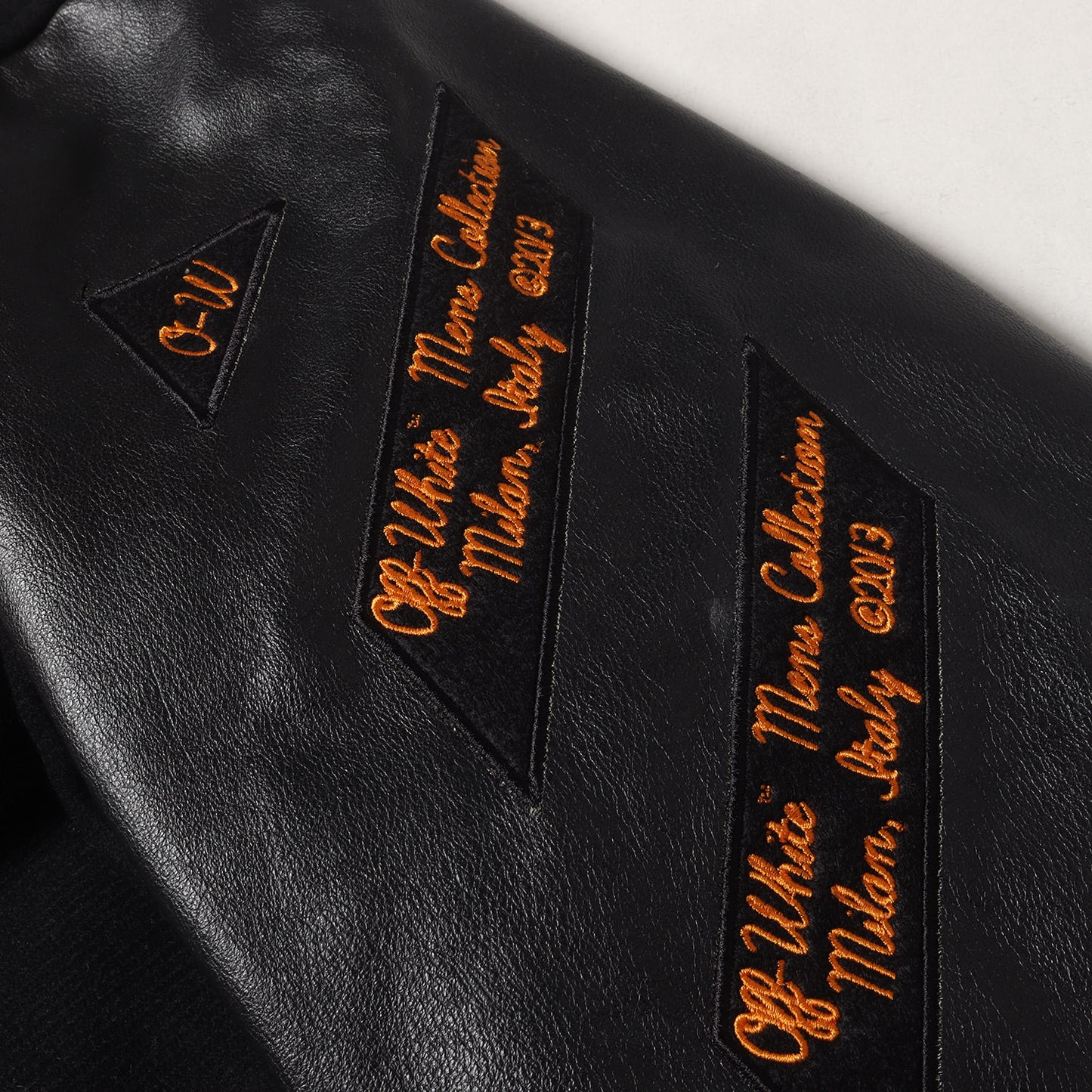 21AW 袖レザー メルトン バーシティジャケット / スタジャン(Leather Varsity Jacket)