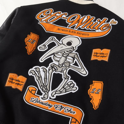21AW 袖レザー メルトン バーシティジャケット / スタジャン(Leather Varsity Jacket)