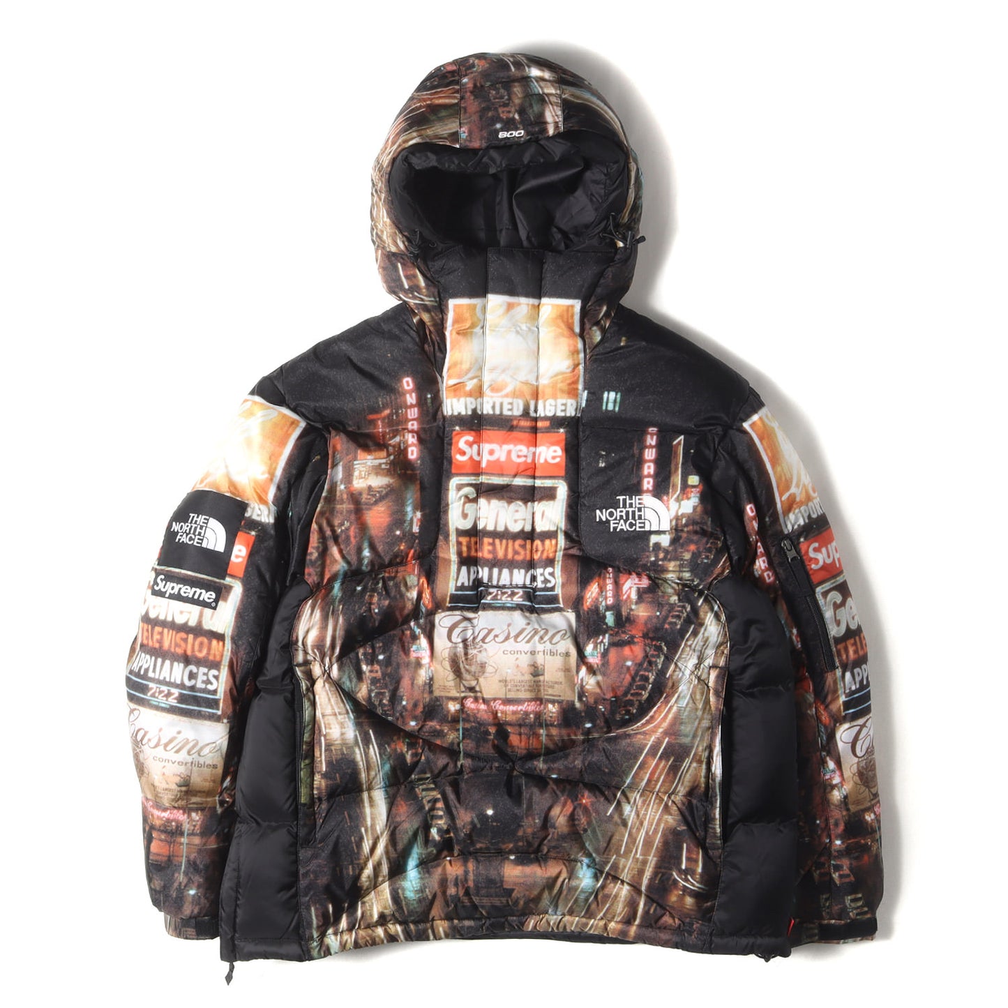 22AW ×THE NORTH FACE タイムズスクエア柄 ハーフジップ プルオーバー ダウンジャケット(800-Fill Half Zip Hooded Pullover)