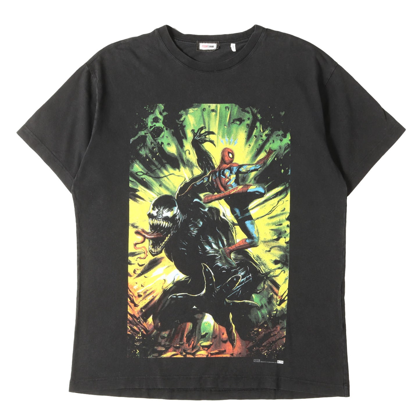 22SS ×MARVEL ヴィンテージ加工 スパイダーマン VS ヴェノム Tシャツ(Spider-Man Venom Battle Vintage Tee)