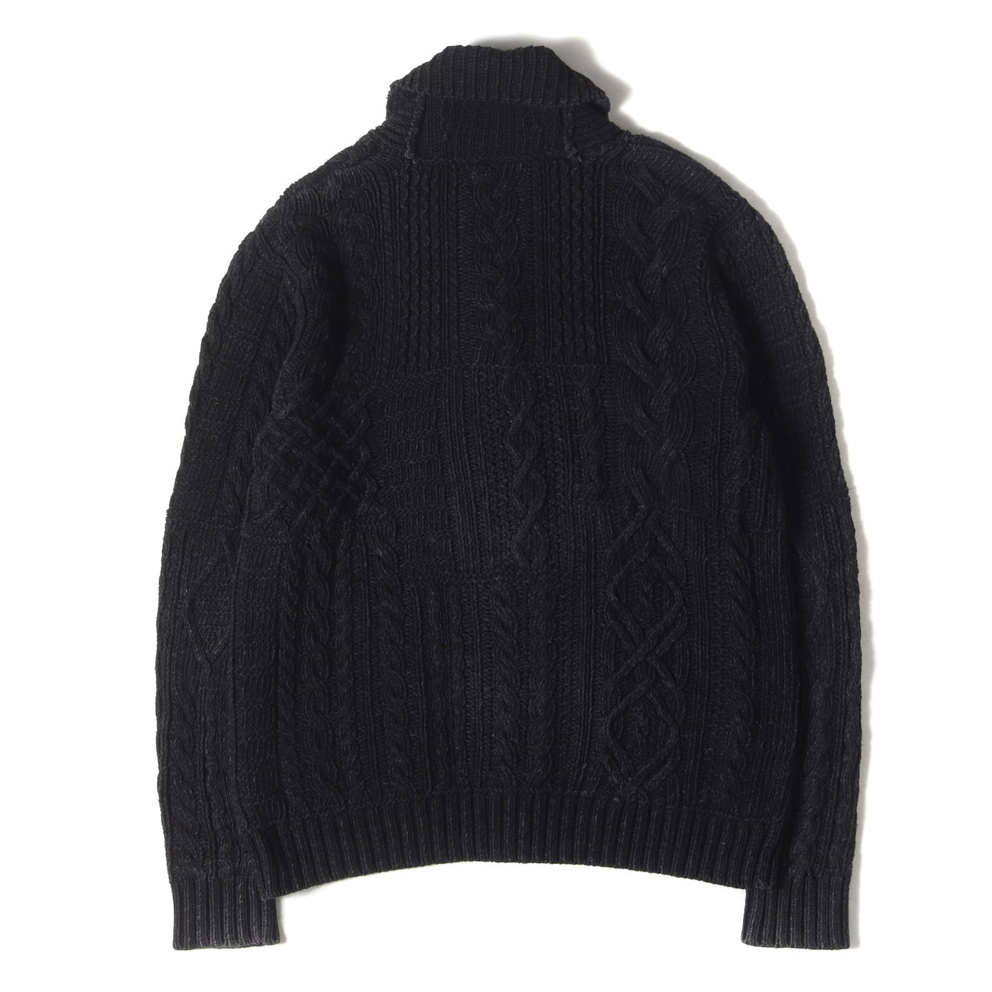 [現行モデル] USED加工 ブラックインディゴ ローゲージ コットンニット カーディガン