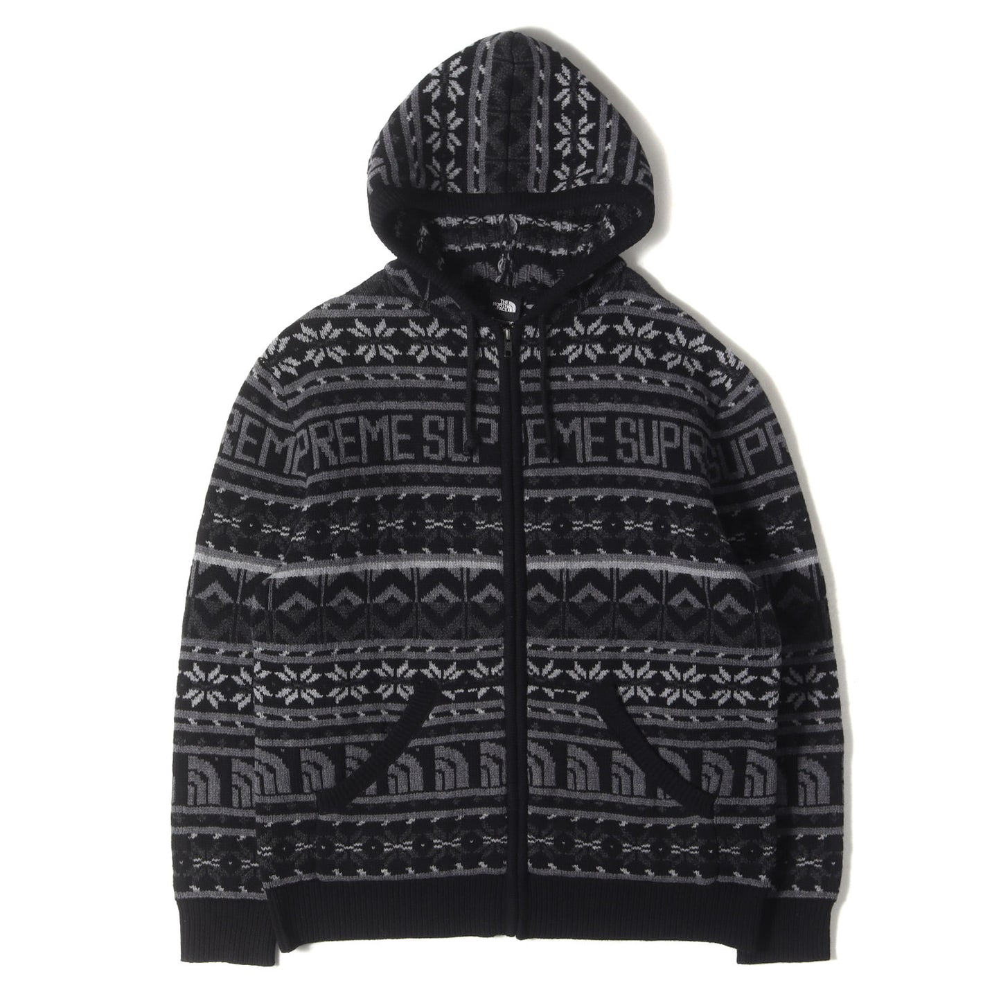 22AW ×THE NORTH FACE ノルディック柄 ジップ ウールニット セーター(Zip Up Hooded Sweater)