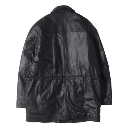 90s 裏地キルティング カウレザー ジップ カーコート BEER