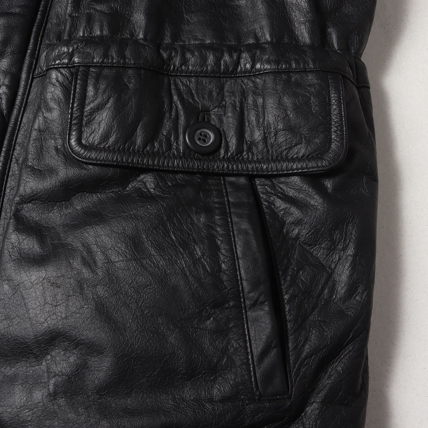 90s 裏地キルティング カウレザー ジップ カーコート BEER