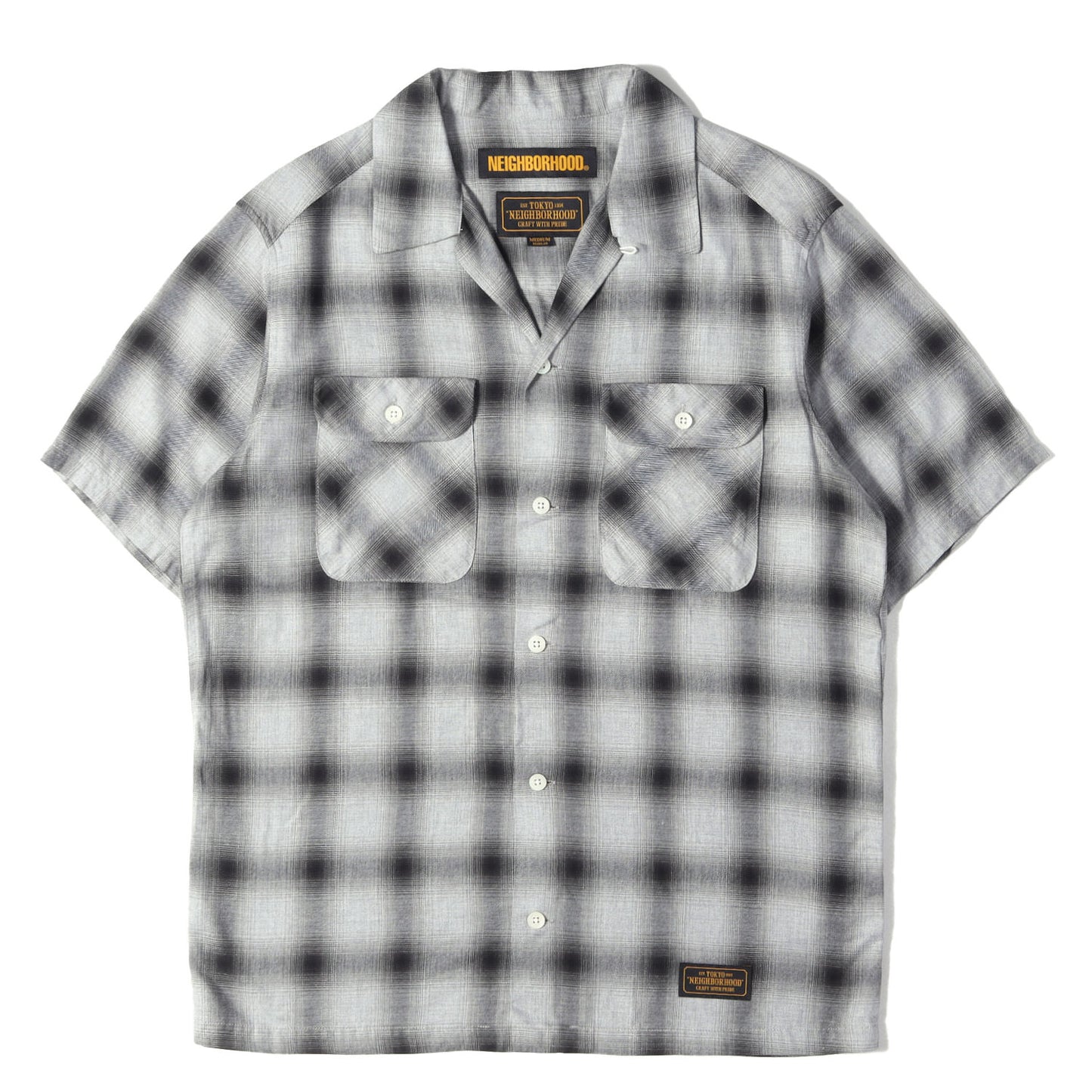 オンブレチェック オープンカラー 半袖シャツ(B&C / R-SHIRTS. SS)
