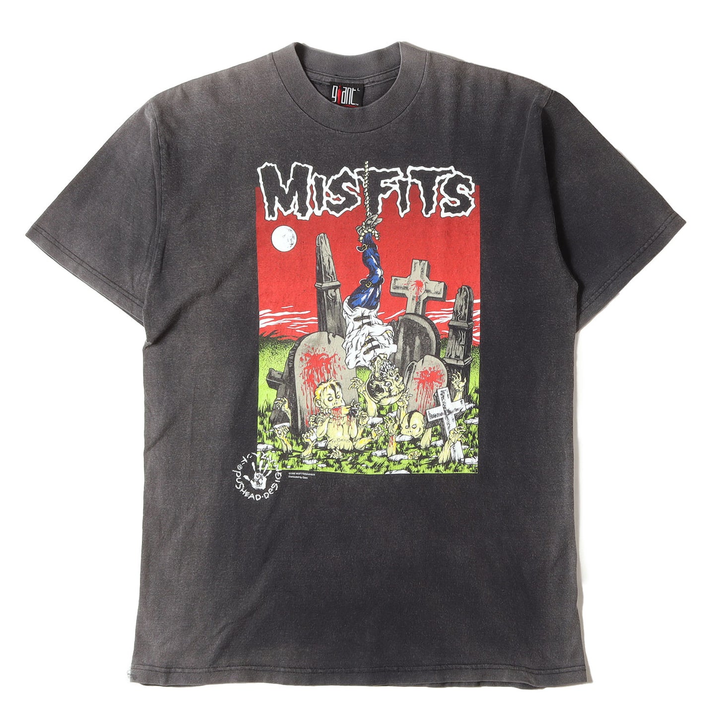 [GOODフェード] 90s The Misfits Pushead ミスフィッツ パスヘッド Tシャツ / USA製 giant