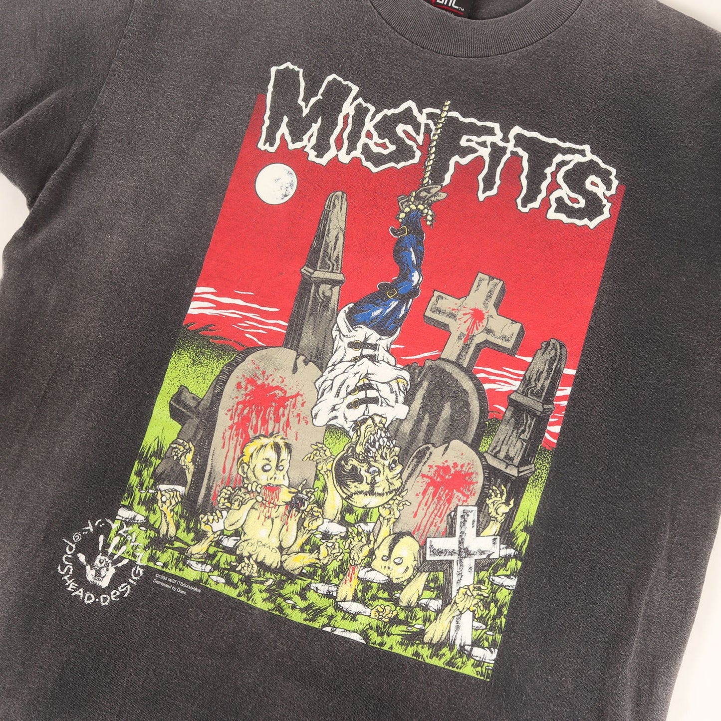 [GOODフェード] 90s The Misfits Pushead ミスフィッツ パスヘッド Tシャツ / USA製 giant