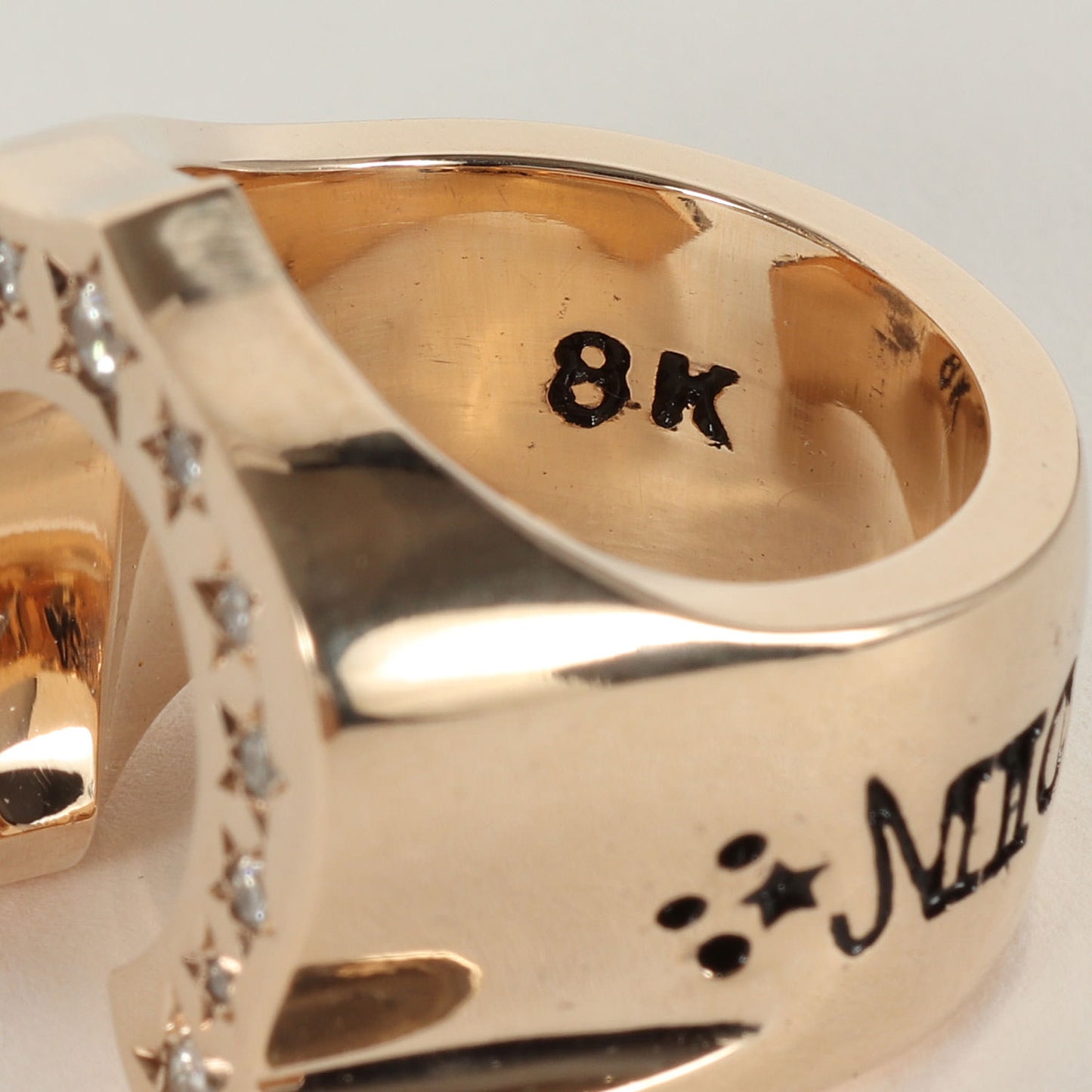 8K ゴールド ダイヤ ホースシュー リング(H.S RING CHICK SIZE GOLD/STONE)