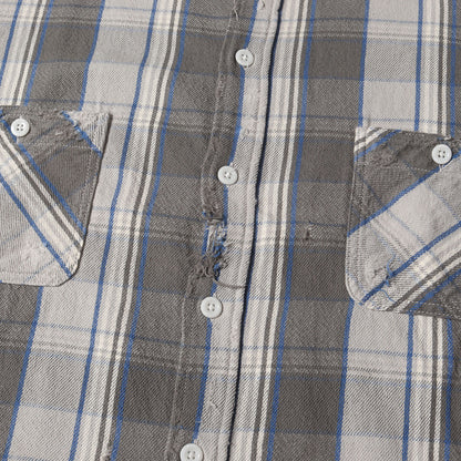 22AW ×SHERMER ACADEMY ダメージ加工 オーバサイズ フランネルシャツ(FRANNEL SHIRT)