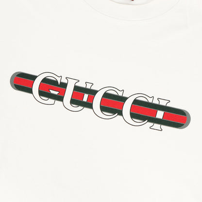 25SS ウェブストライプ ブランドロゴ Tシャツ