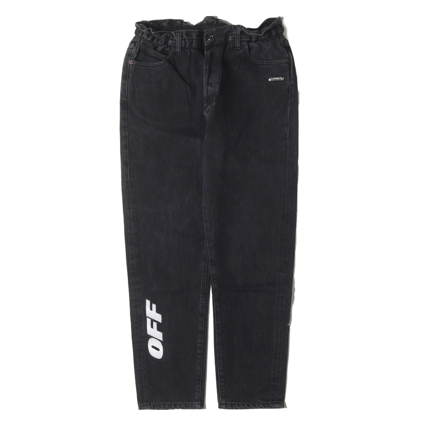 ウォッシュ加工 ロゴ刺繍 スリム デニムパンツ(SLIM LOW CROTCH)