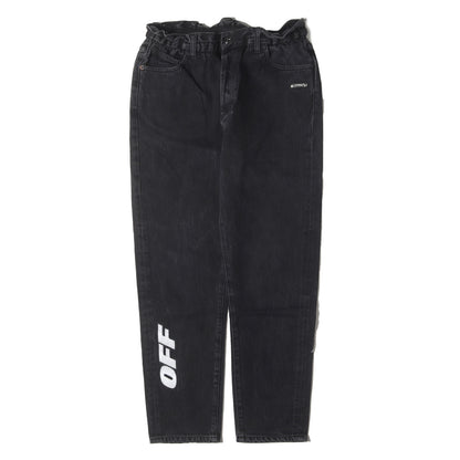 ウォッシュ加工 ロゴ刺繍 スリム デニムパンツ(SLIM LOW CROTCH)