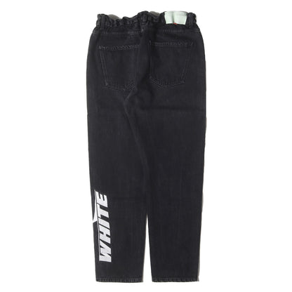 ウォッシュ加工 ロゴ刺繍 スリム デニムパンツ(SLIM LOW CROTCH)