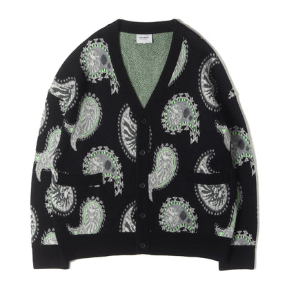 BAPE BLACK ペイズリー柄 ジャガード ニット カーディガン(PAISLEY PATTERN CARDIGAN)