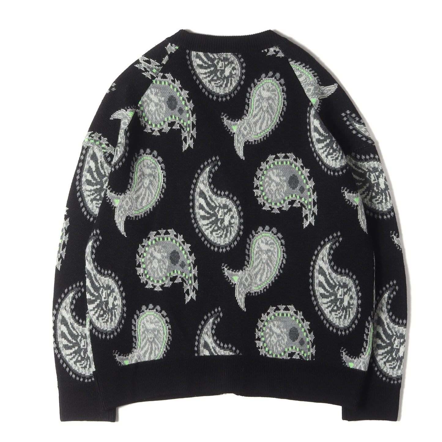 BAPE BLACK ペイズリー柄 ジャガード ニット カーディガン(PAISLEY PATTERN CARDIGAN)
