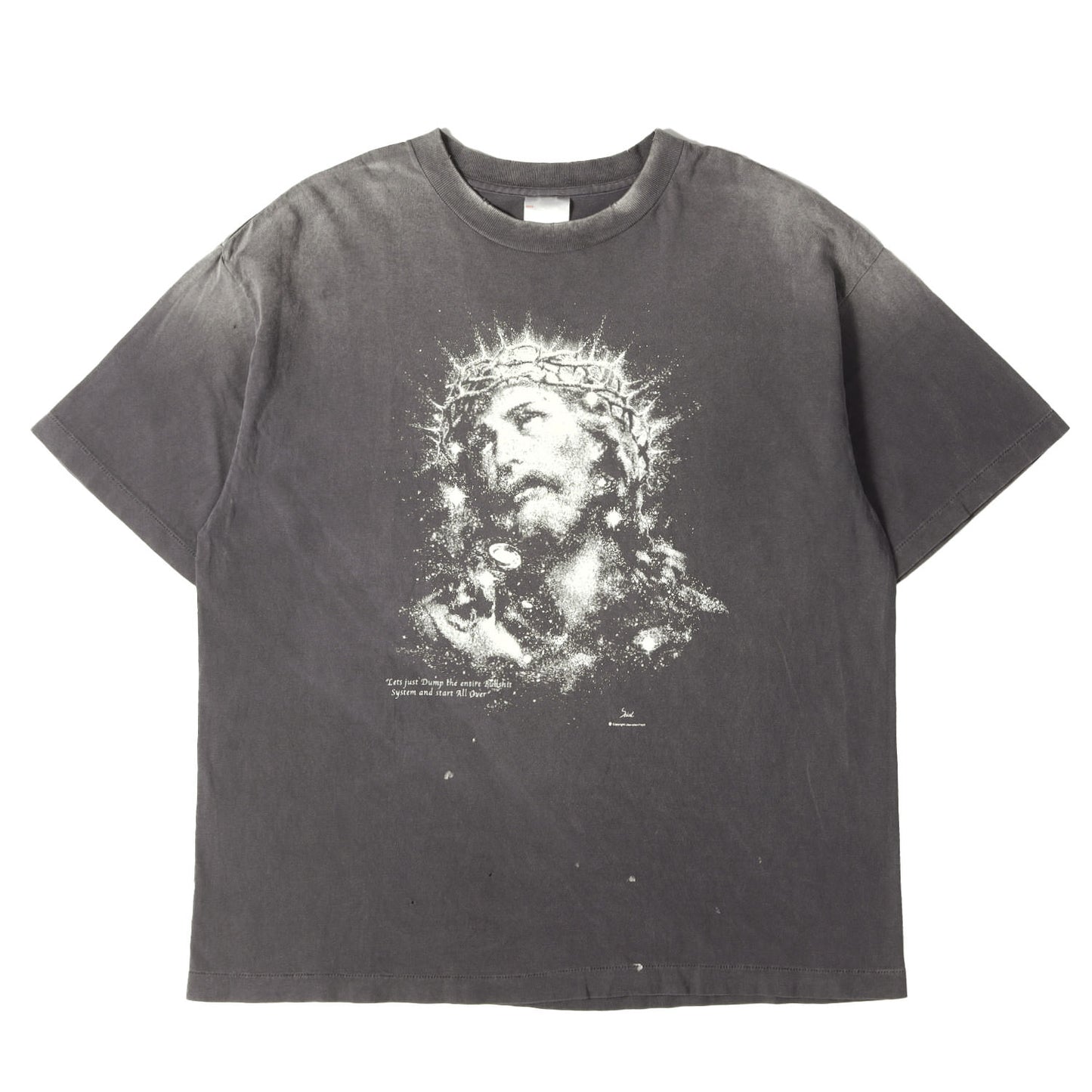 25SS ヴィンテージ加工 キリスト 蓄光プリント Tシャツ(SS TEE JESUS)