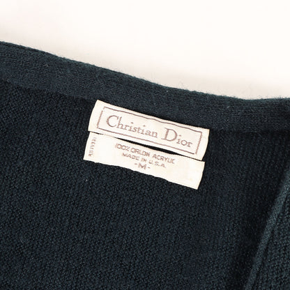 80s Diorロゴ刺繍 アクリルニット カーディガン(USA製)