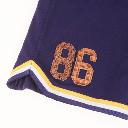 22SS クロコフェイクレザー ナンバリングロゴ バスケショーツ(Faux Croc Basketball Short)