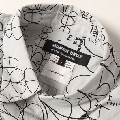 21AW ×David Shrigley 総柄デザイン コットンブロード シャツ
