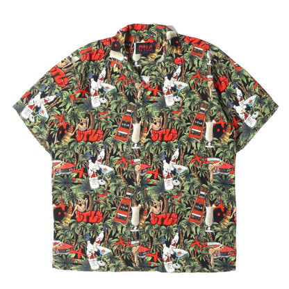 22SS レディー&カクテル柄 オーバーサイズ レーヨン アロハシャツ(DRUNK ALOHA SHIRTS)