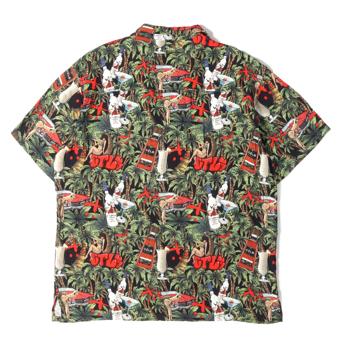 22SS レディー&カクテル柄 オーバーサイズ レーヨン アロハシャツ(DRUNK ALOHA SHIRTS)