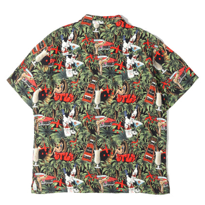 22SS レディー&カクテル柄 オーバーサイズ レーヨン アロハシャツ(DRUNK ALOHA SHIRTS)