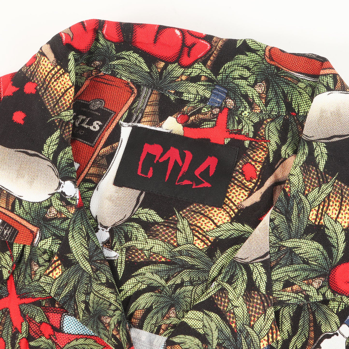 22SS レディー&カクテル柄 オーバーサイズ レーヨン アロハシャツ(DRUNK ALOHA SHIRTS)