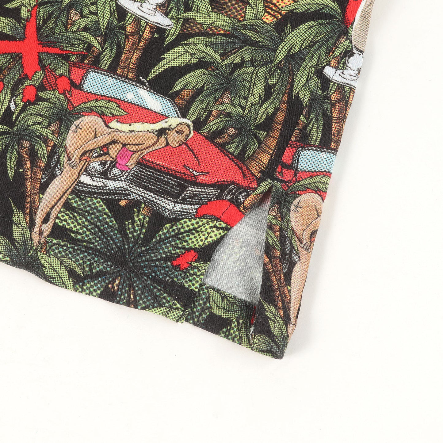 22SS レディー&カクテル柄 オーバーサイズ レーヨン アロハシャツ(DRUNK ALOHA SHIRTS)