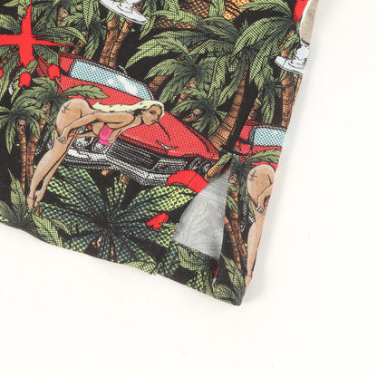 22SS レディー&カクテル柄 オーバーサイズ レーヨン アロハシャツ(DRUNK ALOHA SHIRTS)