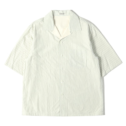 22SS 裏地パイル ストライプ オープンカラー 半袖シャツ(TERRY LINED FINX STRIPE SHIRTS)