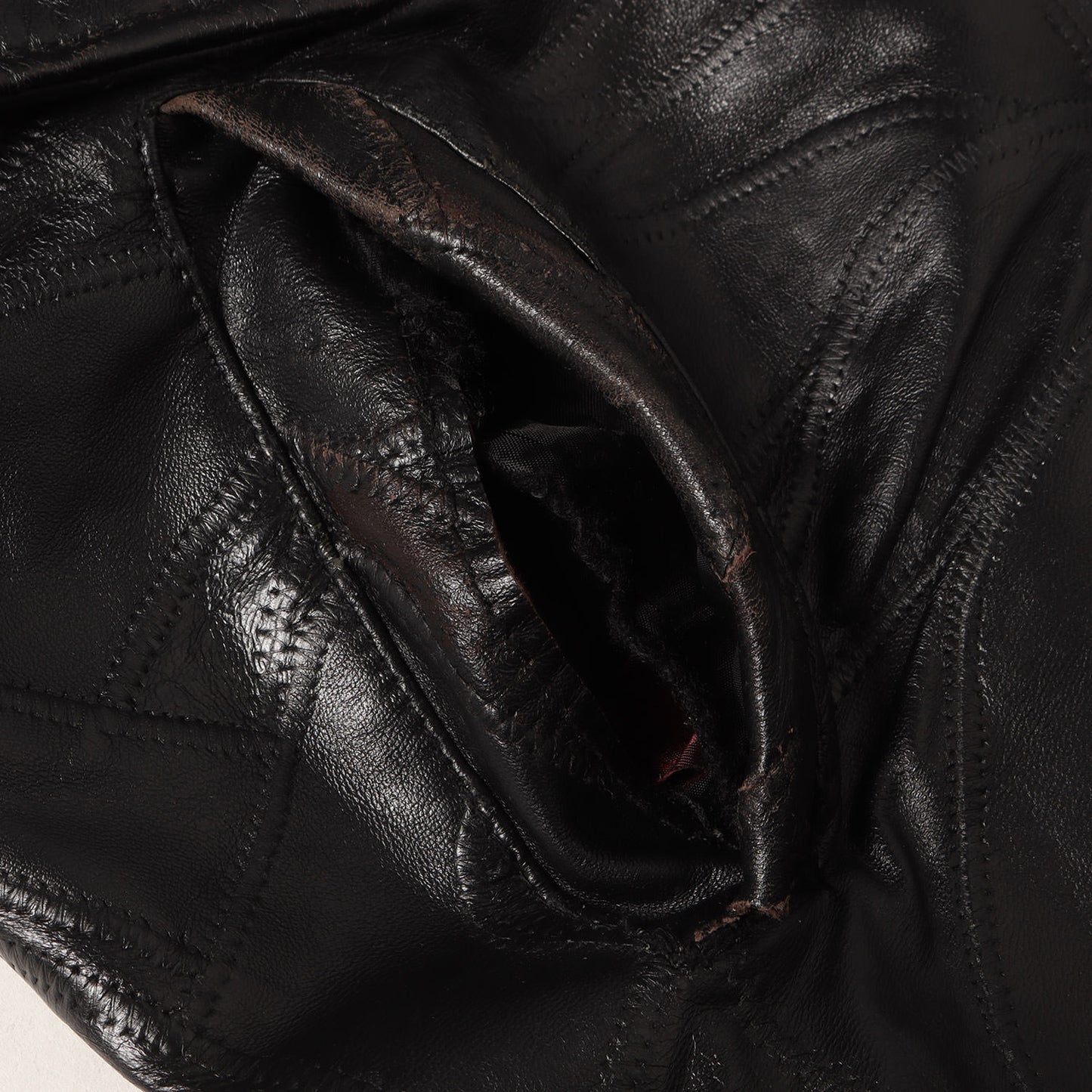90s パッチワーク シープスキンレザー フルジップ ハーフコート