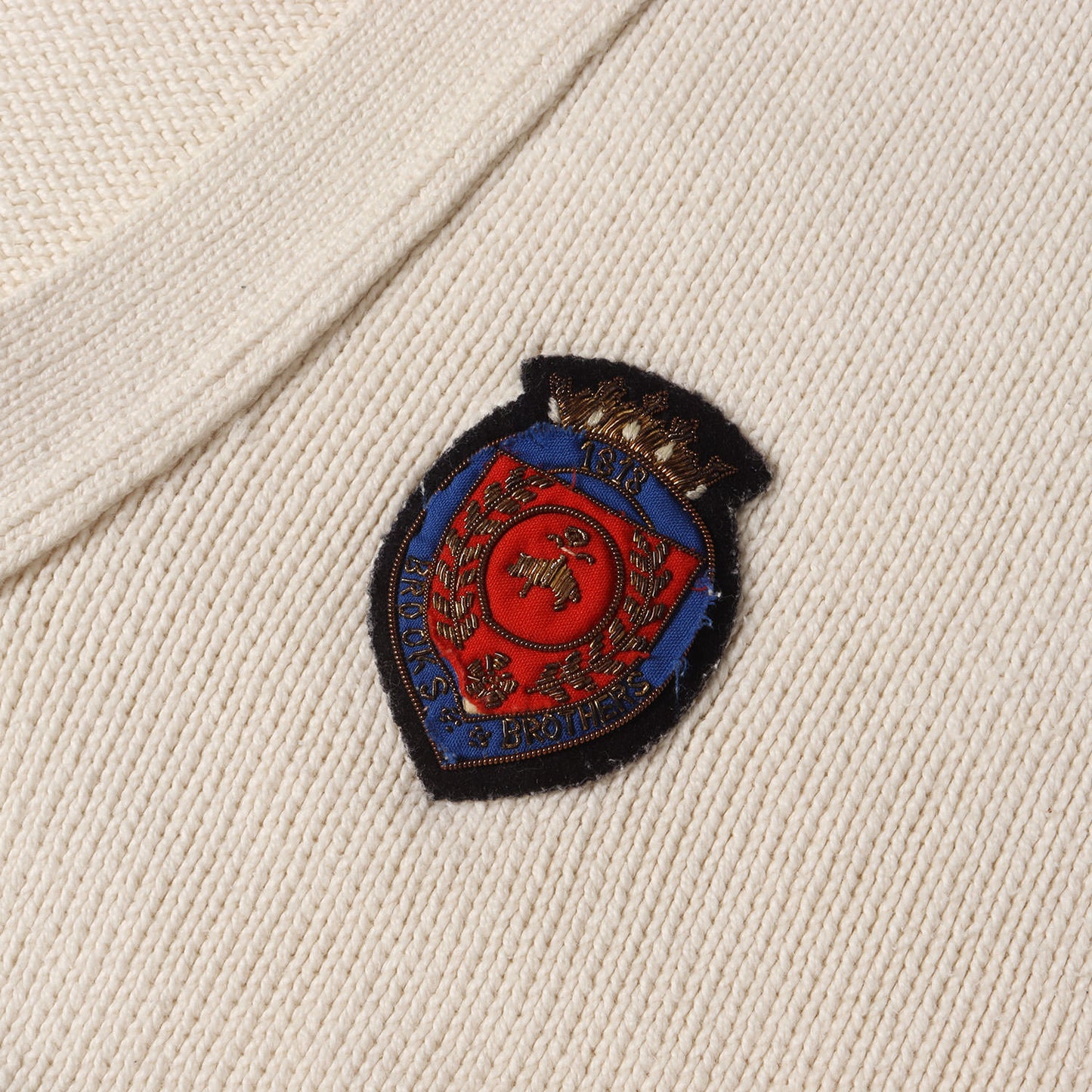 [希少 USA製] 80s 金モールワッペン付き コットンニット カーディガン