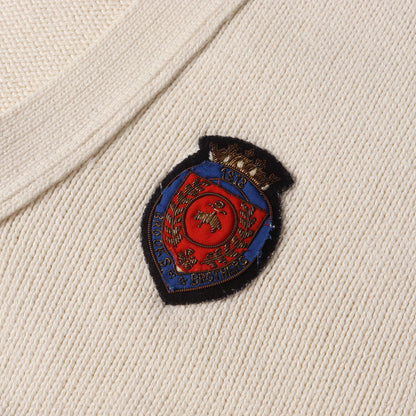 [希少 USA製] 80s 金モールワッペン付き コットンニット カーディガン